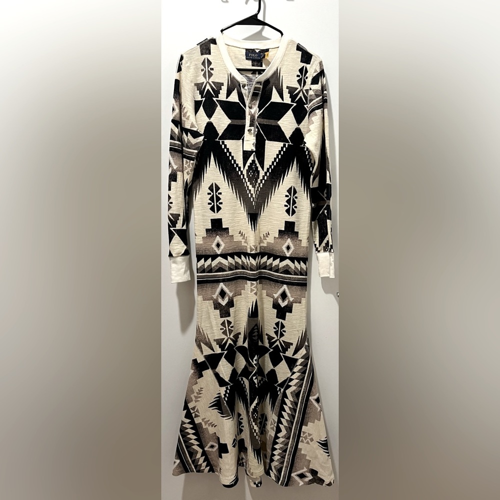 POLO - Beacon Print Henley Dress - SIZE L